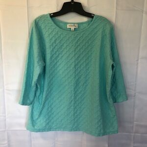 Breckenridge Teal 3/4 Sleeve Top- Size L